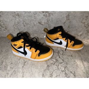 Nike Air Jordan 1 Shoes Toddler 10C Mid Taxi/Black-White Yellow